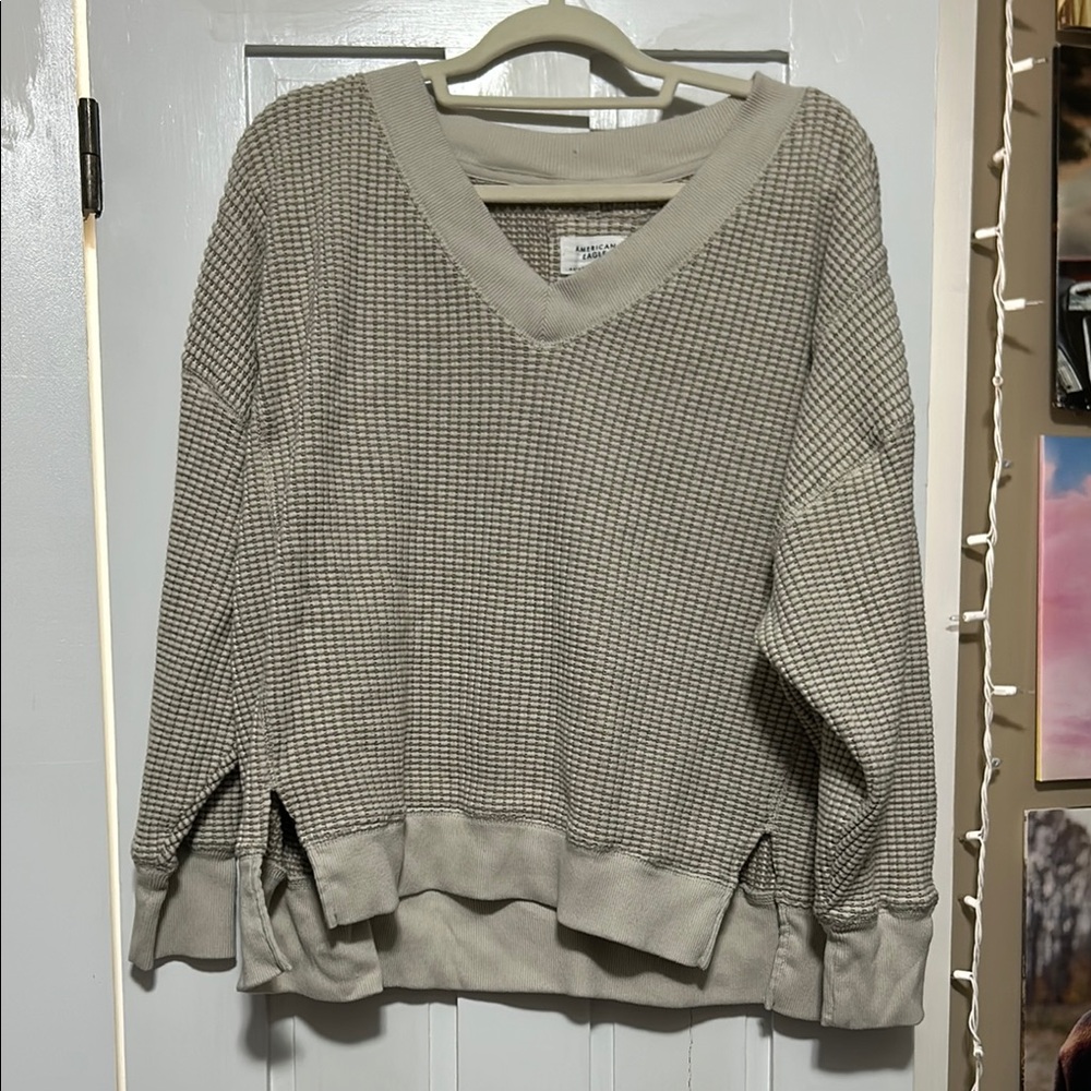 Women's Beige V-Neck Sweater